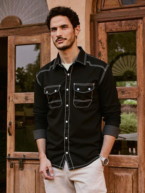 men solid long sleeve regualr fit casual shirt - 22145009 - Very Small Image - 1