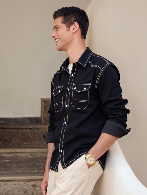 men solid long sleeve regualr fit casual shirt - 22145010 - Very Small Image - 1