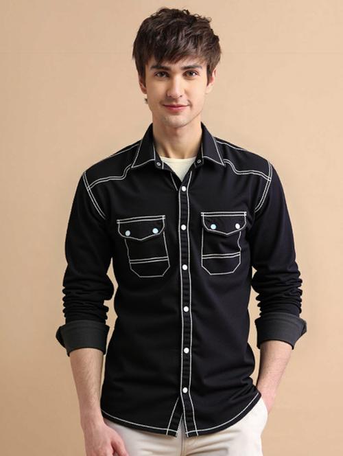 men solid long sleeve regualr fit casual shirt - 22145013 - Very Small Image - 1
