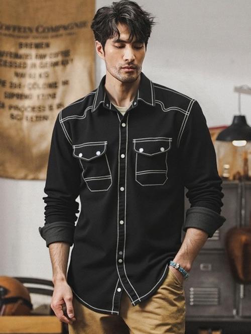 men solid long sleeve regualr fit casual shirt - 22145014 - Very Small Image - 1