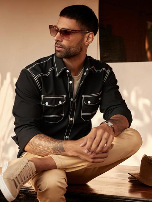 men solid long sleeve regualr fit casual shirt - 22145016 - Very Small Image - 1