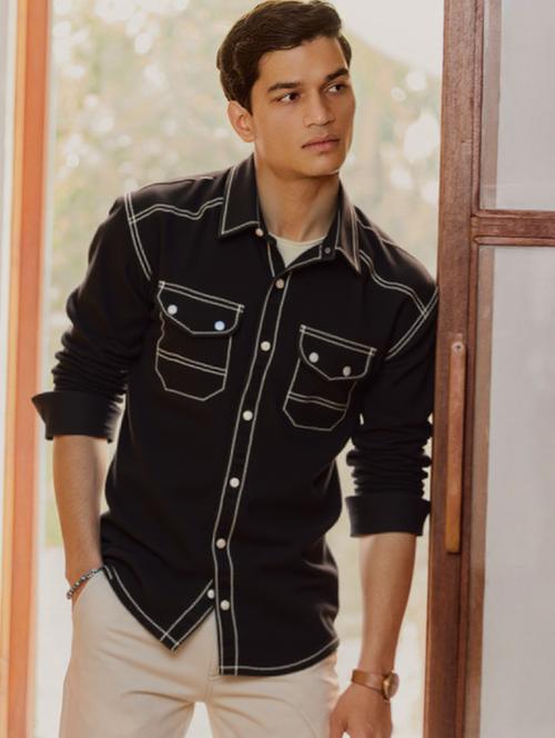 men solid long sleeve regualr fit casual shirt - 22145017 - Very Small Image - 1