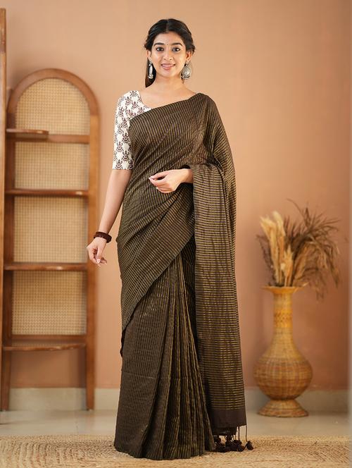 women striped handloom saree with blouse - 22145064 - Very Small Image - 1