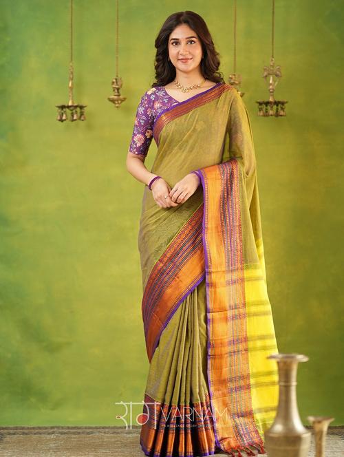 women solid with bordered narayanpet saree with blouse - 22145106 - Very Small Image - 1