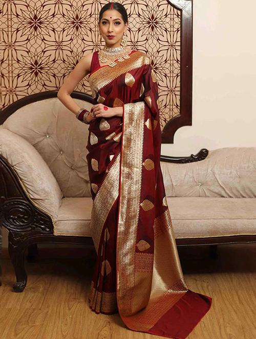women self design banarasi saree with blouse - 22145289 - Very Small Image - 1