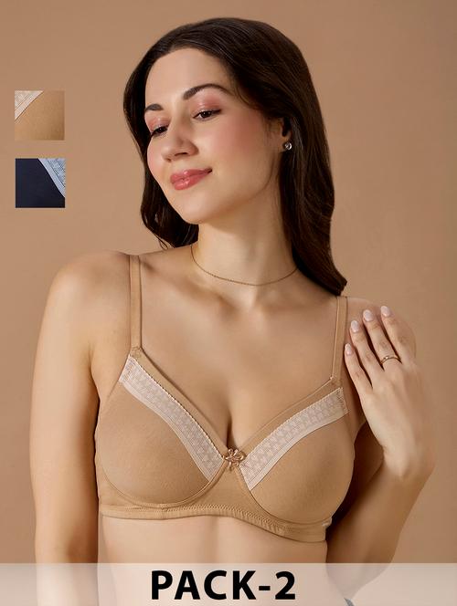 women pack of 2 solid non-wired lightly padded bra - 22145330 - Very Small Image - 1