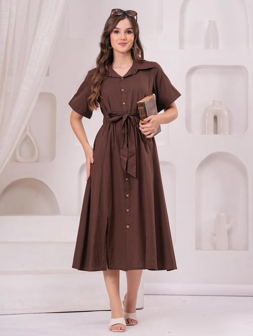 women solid short sleeve a-line ethnic dress - 22145855 - Very Small Image - 1