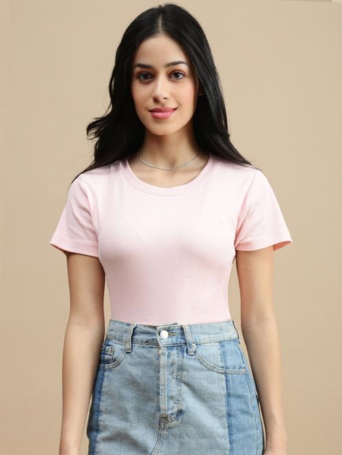 women pink solid shorts sleeve top - 22146899 - Very Small Image - 1