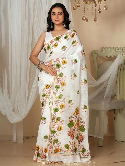 women floral printed saree with blouse - 22146916 - Very Small Image - 1