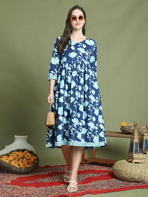 women printed three quarter sleeve dress - 22146951 - Very Small Image - 1