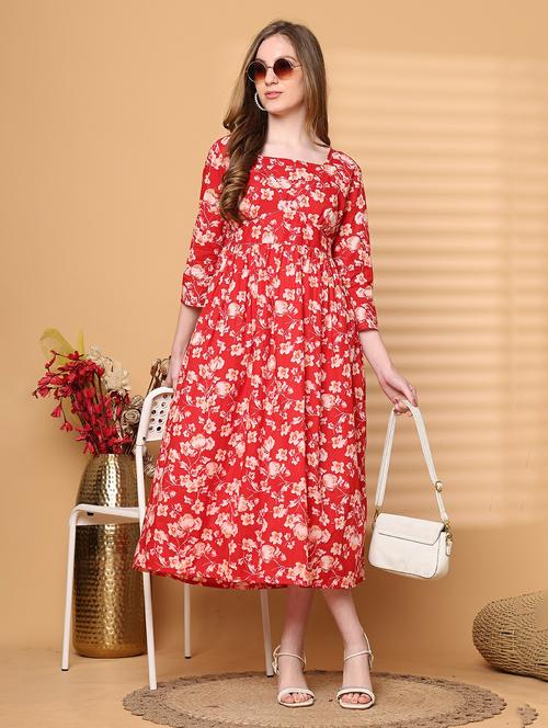 women printed three quarter sleeve dress - 22146954 - Very Small Image - 1