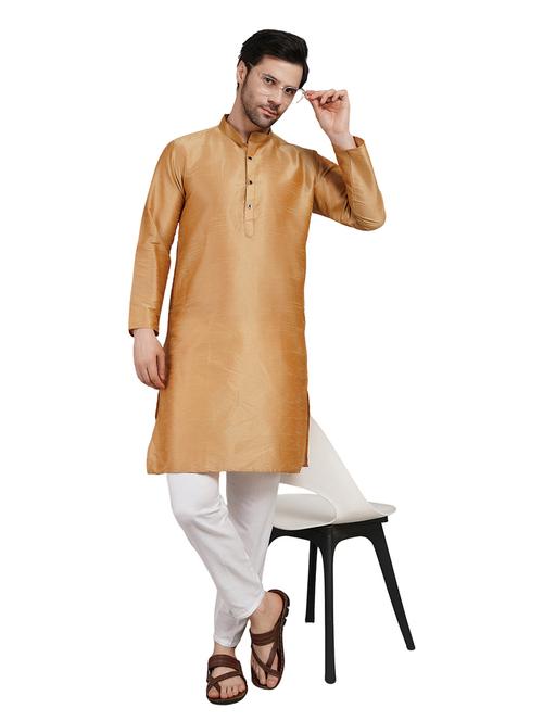 men solid long sleeve kurta with trousers ethnic wear set - 22147697 - Very Small Image - 1
