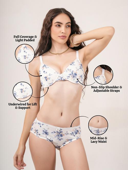 women printed bra and panty set - 22148132 - Very Small Image - 1
