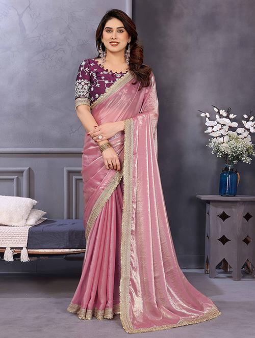 women solid with bordered saree with blouse - 22148166 - Very Small Image - 1