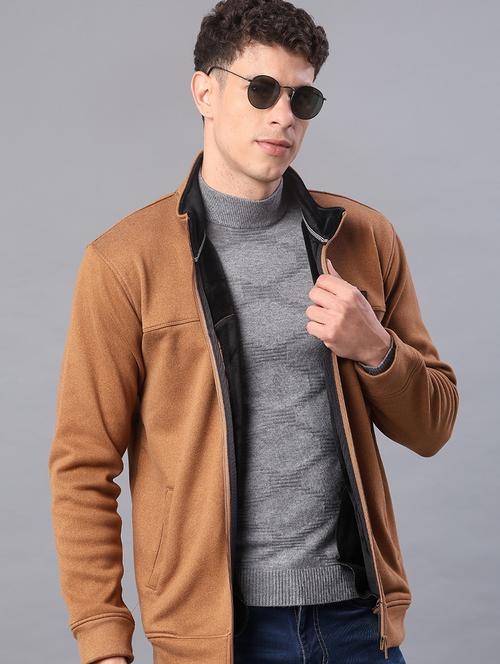 men solid stand collar long sleeve sweatshirt - 22154357 - Very Small Image - 1