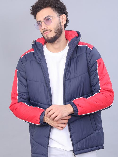 men color block long sleeve puffer jacket - 22155668 - Very Small Image - 1