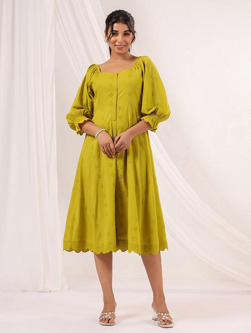 women self designed puff sleeve fit and flare dress - 22156211 - Very Small Image - 1