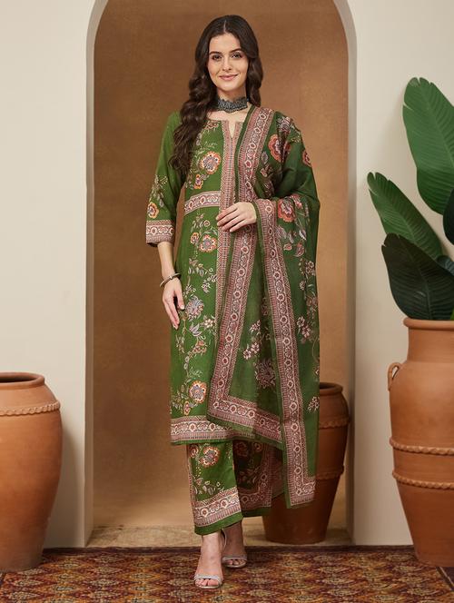 women floral three quarter sleeve kurta pant with dupatta set - 22156336 - Very Small Image - 1