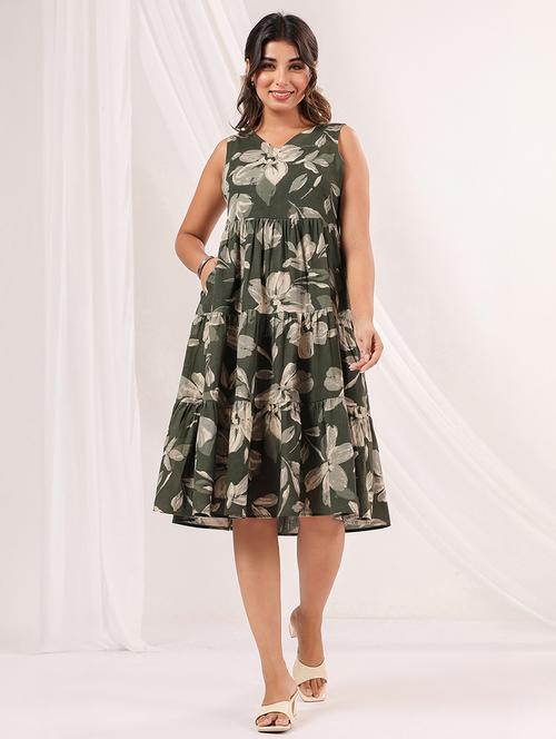 women floral print sleeveless tiered dress - 22156359 - Very Small Image - 1