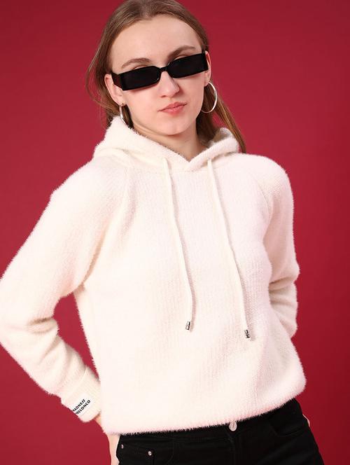 women solid long sleeve hooded sweatshirt - 22158386 - Very Small Image - 1