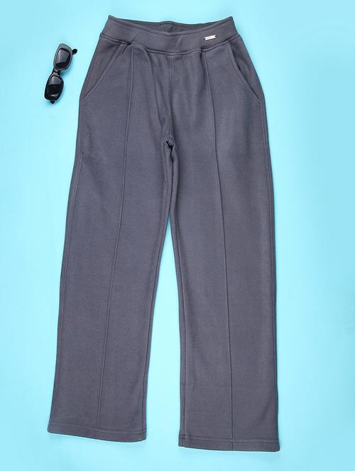 girls solid mid rise straight trouser - 22159329 - Very Small Image - 1