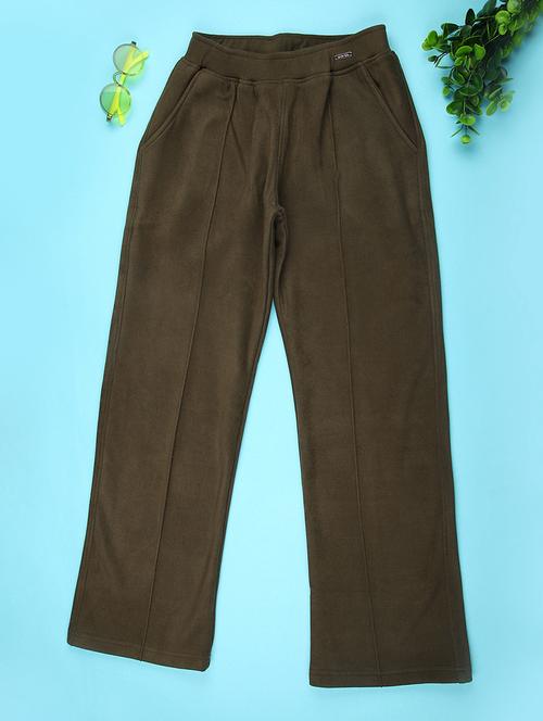 girls solid mid rise straight trouser - 22159332 - Very Small Image - 1