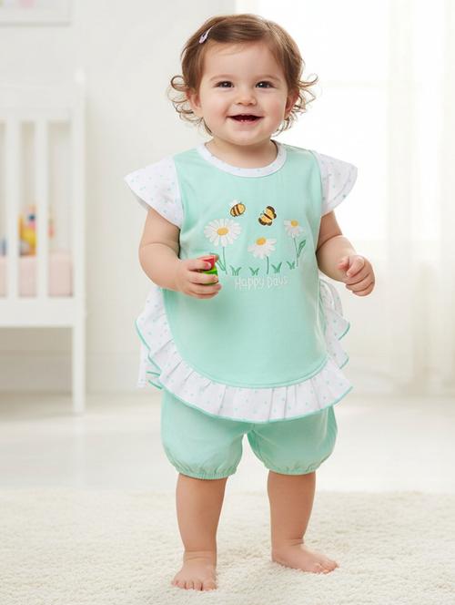 Girls Printed T-shirt And Shorts Set - 22160289 - Very Small Image - 1
