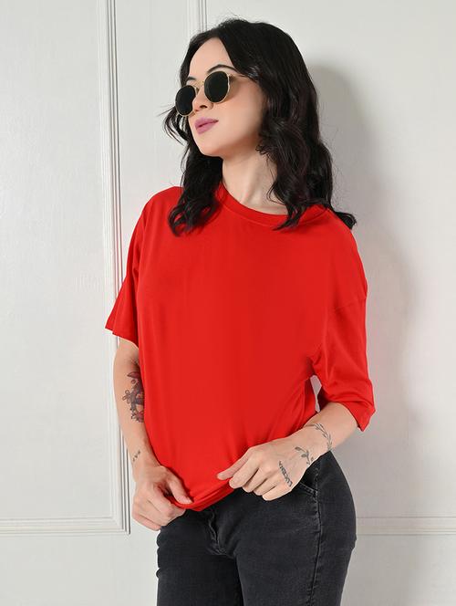 women solid short sleeve oversized t-shirt - 22161012 - Very Small Image - 1