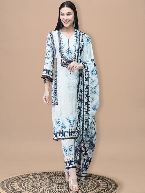 women printed three quarter sleeve kurta pant with dupatta set - 22161066 - Very Small Image - 1
