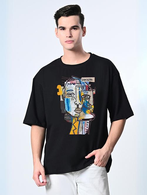 men front print short sleeve oversized t-shirt - 22161101 - Very Small Image - 1