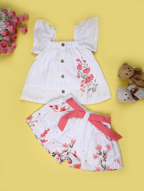 Girls Printed Ruffle Sleeve Twin Set - 22161649 - Very Small Image - 1
