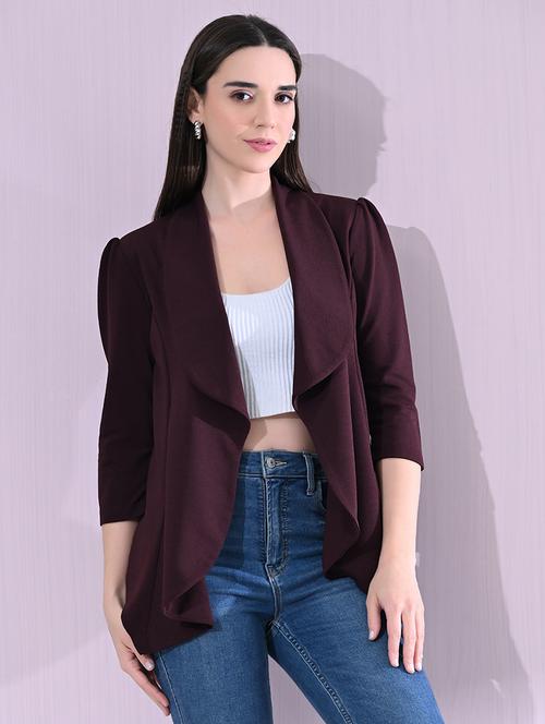 women solid puff sleeve single breasted blazer - 22161748 - Very Small Image - 1
