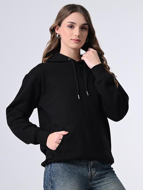 women solid long sleeve hooded sweatshirt - 22161759 - Very Small Image - 1