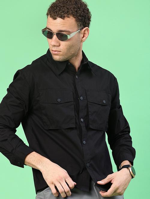 men solid short sleeve regular fit casual shirt - 22162239 - Very Small Image - 1