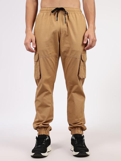 men solid mid rise regular fit cargo jogger - 22162556 - Very Small Image - 1