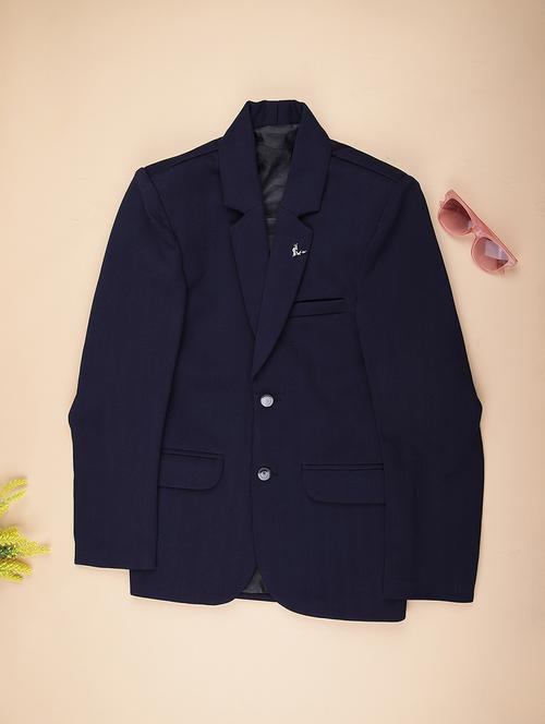 boys solid long sleeve lapel collar blazer - 22162888 - Very Small Image - 1