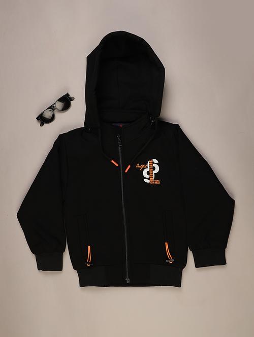 boys solid long sleeve hooded regular jacket  - 22165109 - Very Small Image - 1