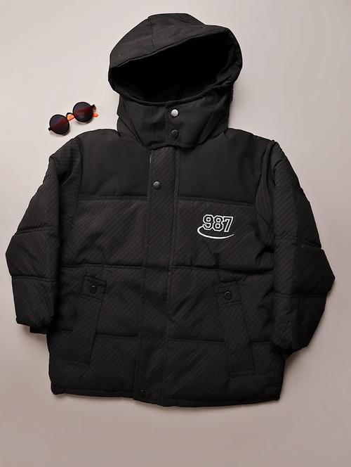 boys solid long sleeve hooded quilted jacket - 22165266 - Very Small Image - 1