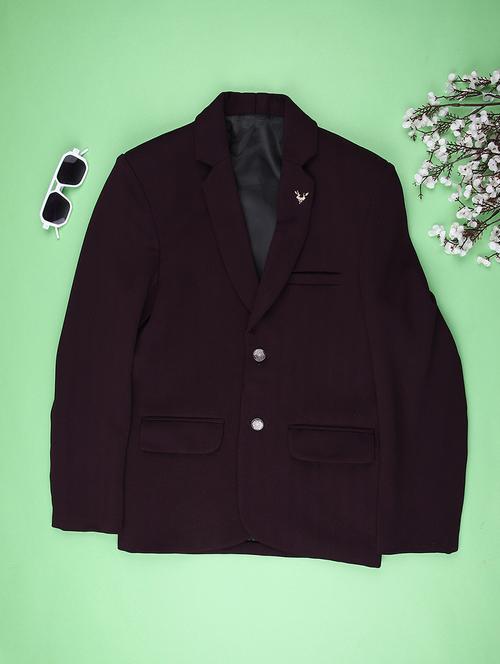 boys solid lapel neck long sleeves blazer - 22166303 - Very Small Image - 1