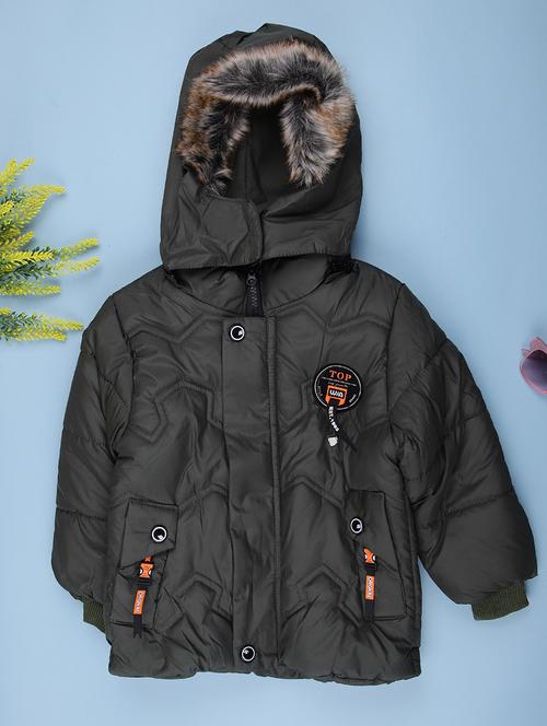 boys solid long sleeve hooded quilted jacket - 22166685 - Very Small Image - 1