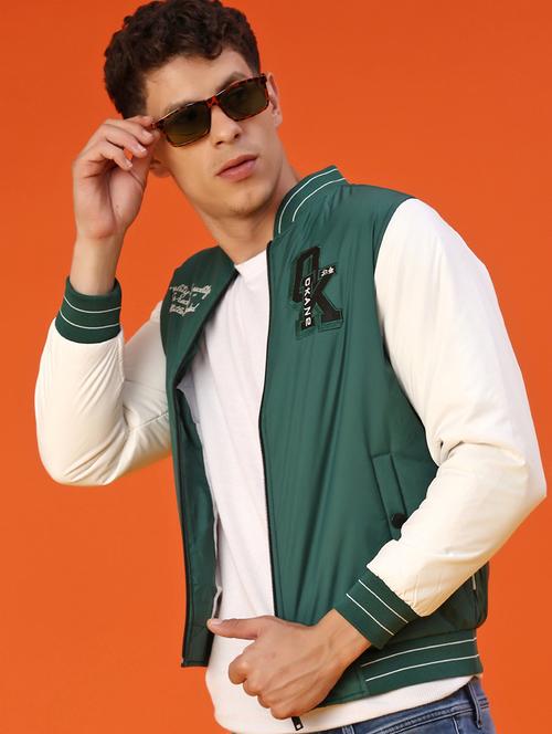 men color blocked long sleeve varsity jacket - 22170467 - Very Small Image - 1