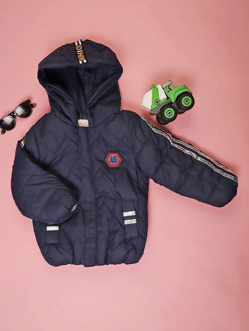 boys solid long sleeve hooded quilted jacket - 22170471 - Very Small Image - 1