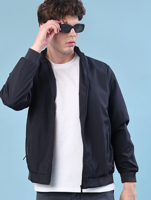 men solid long sleeve lightweight bomber jacket - 22170607 - Very Small Image - 1