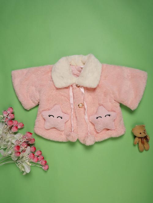 girls self designed collared fur jacket - 22170661 - Very Small Image - 1
