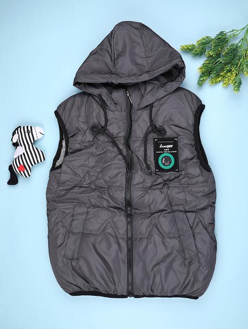 boys solid sleeveless hooded quilted jacket - 22170697 - Very Small Image - 1