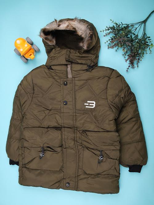boys solid long sleeve hooded quilted jacket - 22170720 - Very Small Image - 1