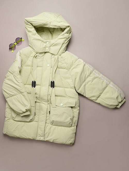 girls solid long sleeve hooded quilted jacket - 22170722 - Very Small Image - 1