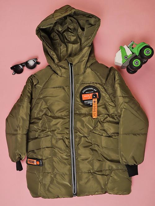 boys solid long sleeve hooded quilted jacket - 22170874 - Very Small Image - 1