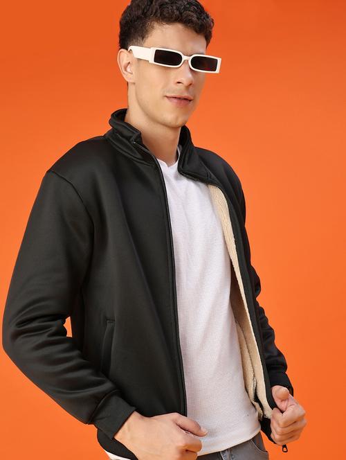 men solid stand collar long sleeve bomber jacket - 22170882 - Very Small Image - 1