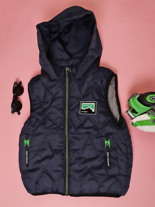 girls solid sleeveless hooded quilted jacket - 22170952 - Very Small Image - 1